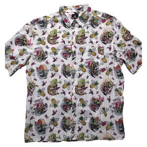 SPONGEBOB Squarepants Shirt H&M Hawaiian Button Up Mens Large Trippy Pineapple